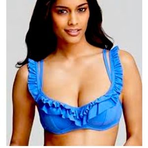 Betsy Johnson On or Off Shoulder Ruffled Bikini Top